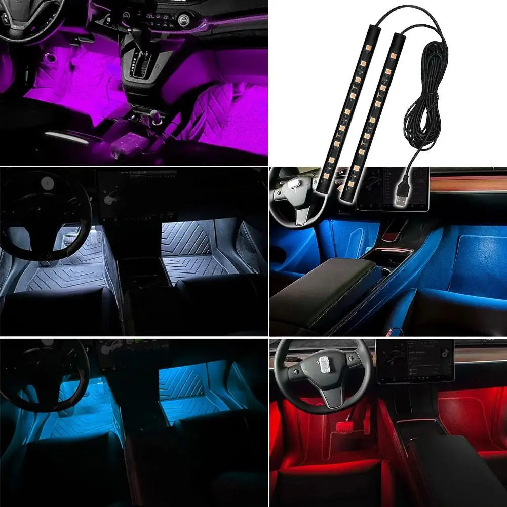 LED Car Interior Ambient Foot Light With USB Backlight Light 5V Auto Decorative Atmosphere Neon Lamp Vehicle Accessories