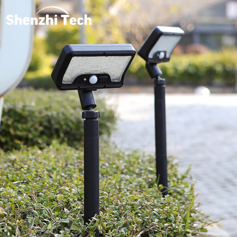 Solar Motion Sensor Garden Light, 5 - 6m Detection, 360° Rotatable Lamp, 4 Lighting Modes, Weatherproof Lighting, for Outdoor