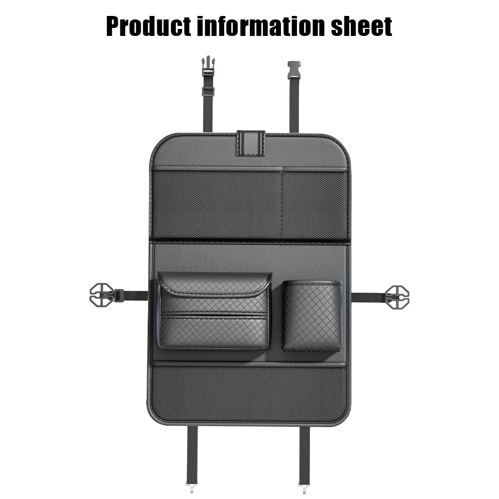 Car Seat Back Organizer Leather Pad Bag Car Storage Organizer Foldable Table Tray Travel Storage Bag Auto Accessories