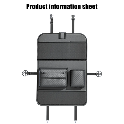Car Seat Back Organizer Leather Pad Bag Car Storage Organizer Foldable Table Tray Travel Storage Bag Auto Accessories