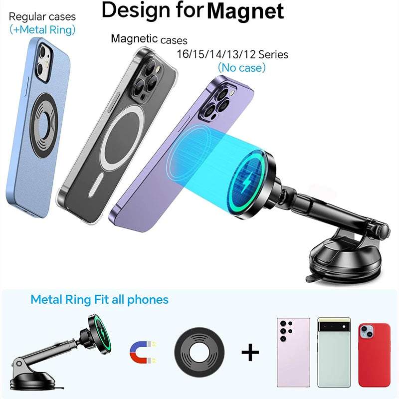 New Chargers Adapters Magnetic Wireless Car Charger Fast Charging Windshield Car Phone Holder Consumer Electronics Accessories
