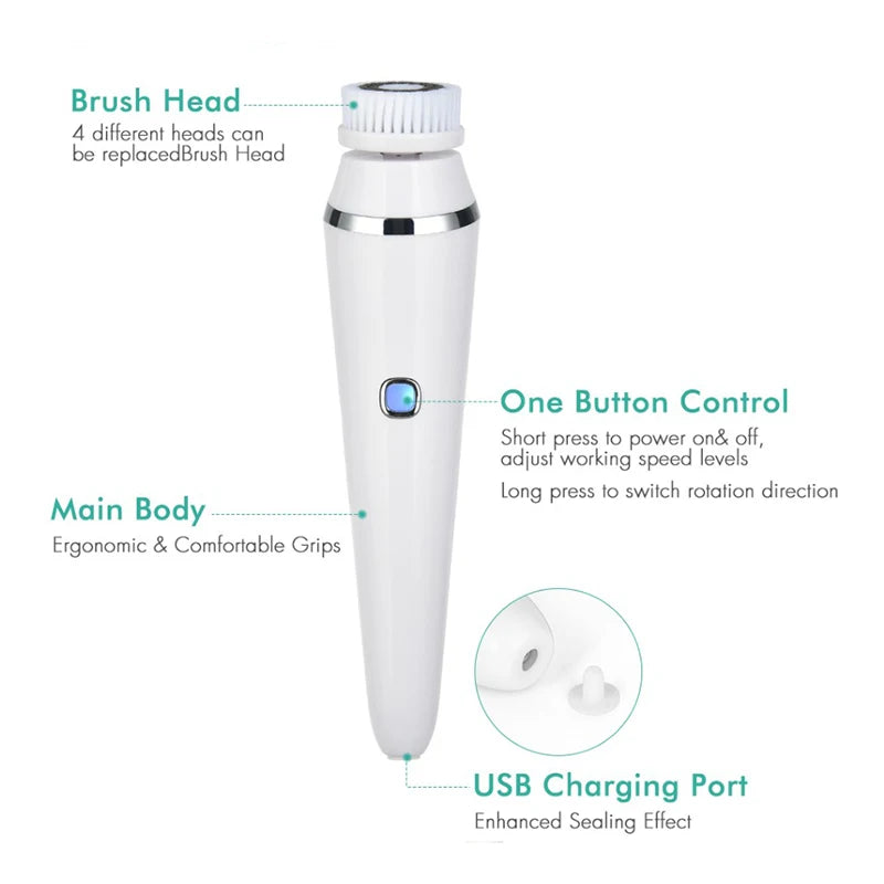 Facial Cleansing Brush Facial Cleansing Brush Rechargeable and Waterproof 5-in-1 Facial Brush Use for Skin Care Gentle Exfoliat