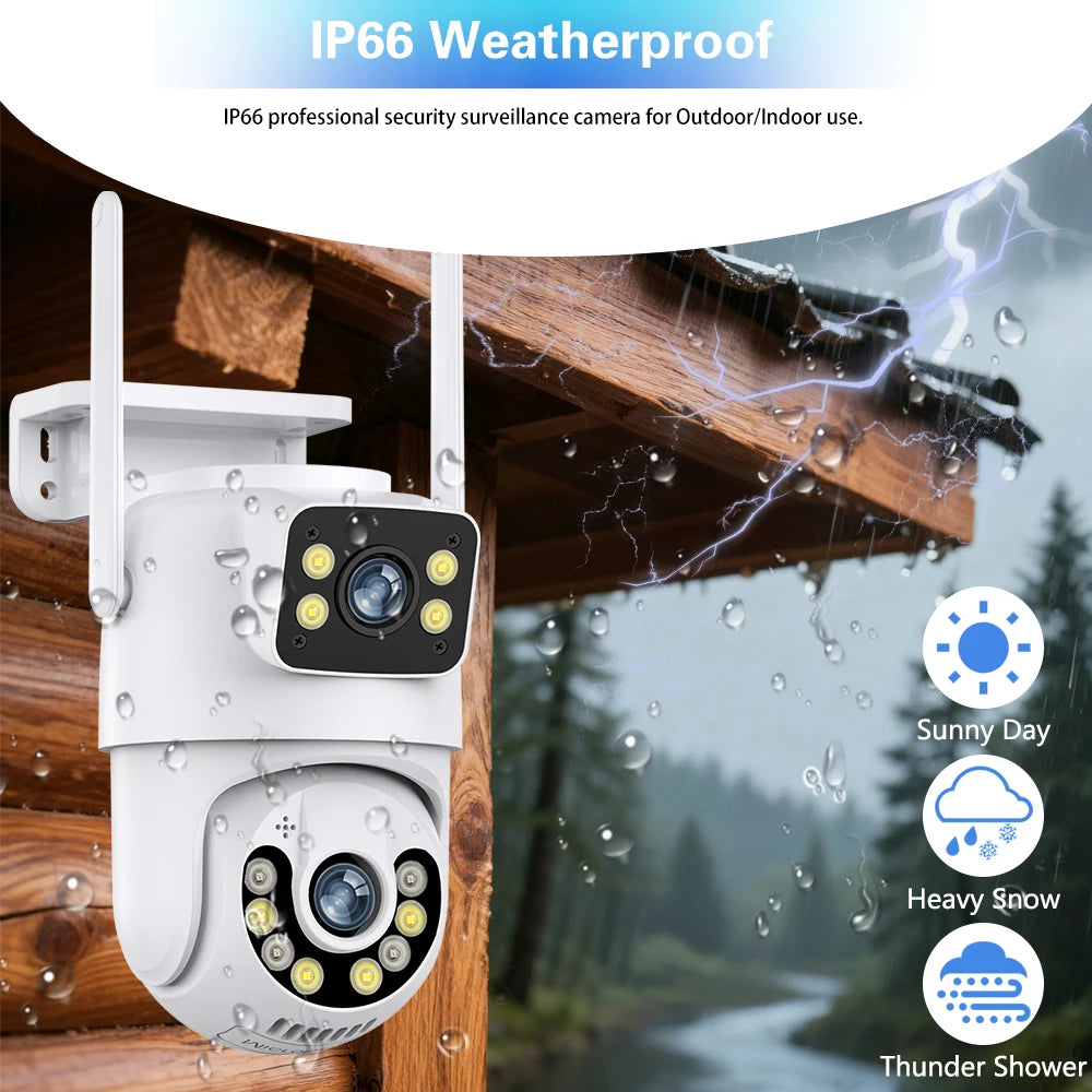 8MP IPC360 Home WIFI IP Camera Dual Lens 2 Screen PTZ Two Way Audio Color Night Vision Outdoor CCTV Surveillance Wireless Camera