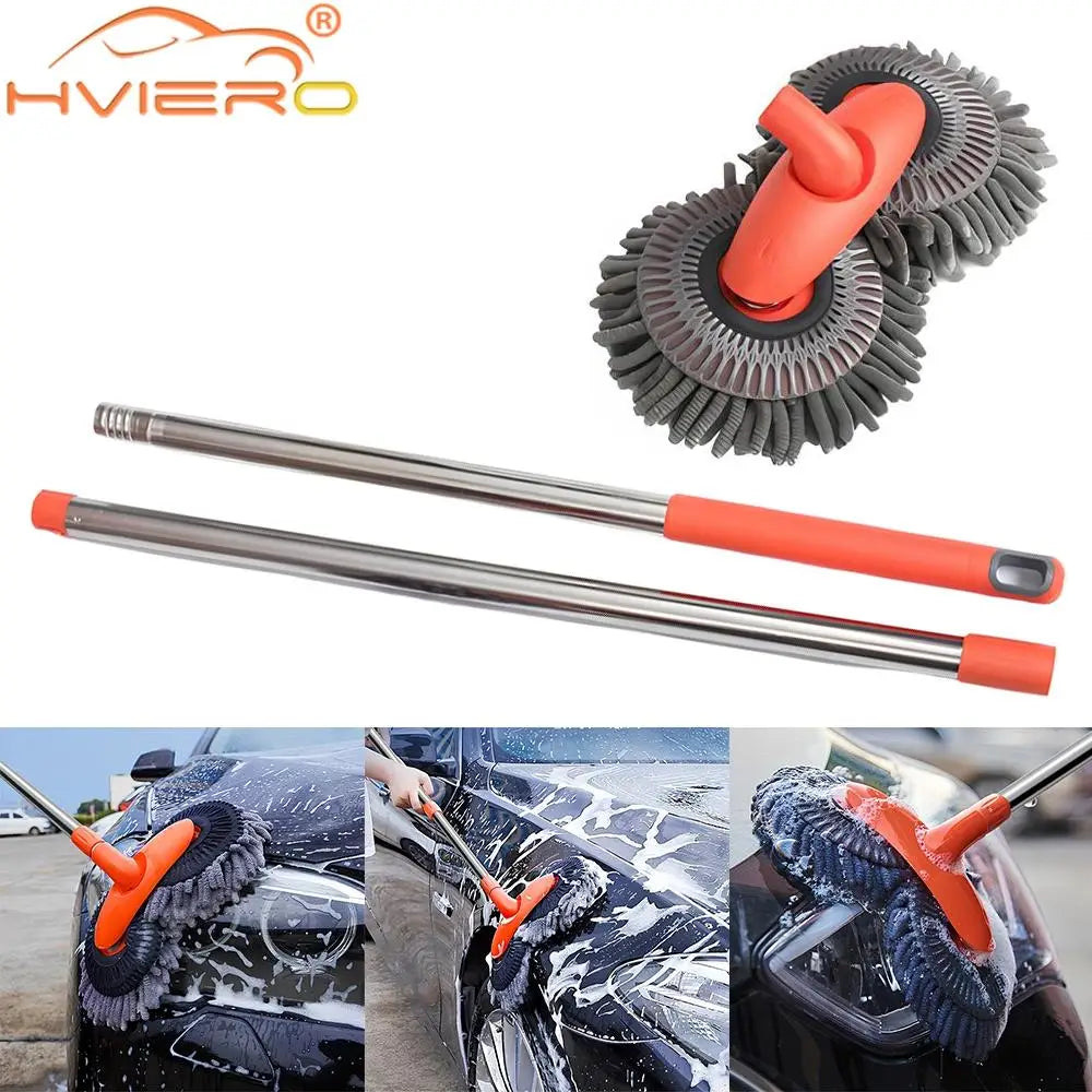 1X Car Cleaning Wash Multipurpose Kit Microfiber Brush Mop Sponge Wipe Auto Home Tools Universal Clean Accessories Yellow Gray