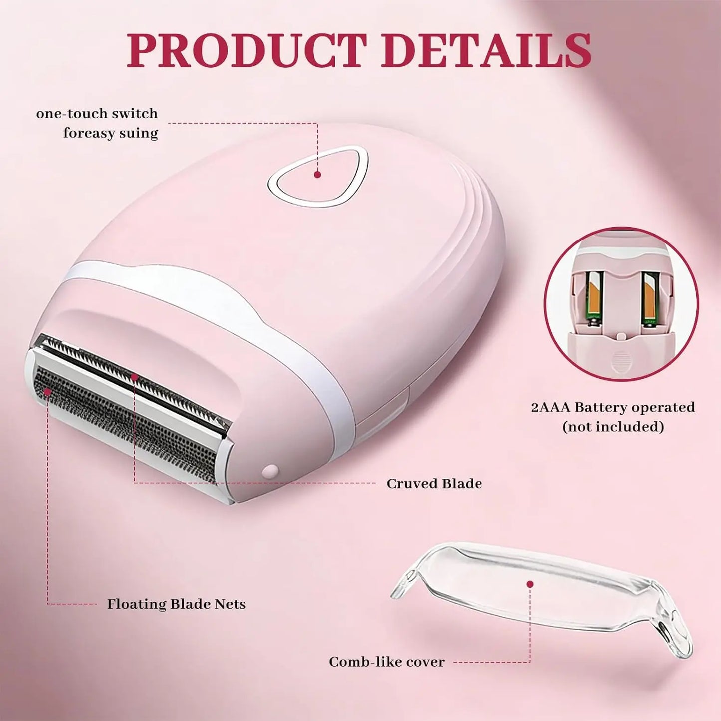 Facial Hair Remover for Women  Wet Dry Use Electric Shaver Portable Bikini Trimmer for Face,Legs,Underarms and Bikini Line