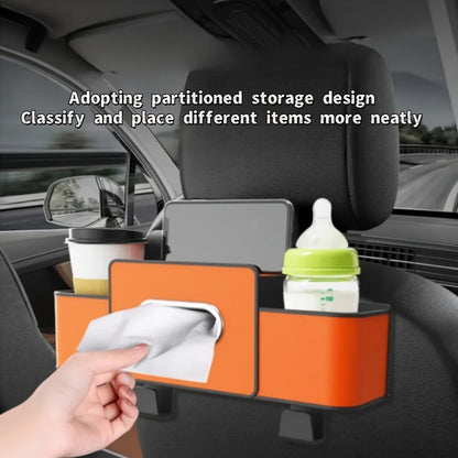 Car Seat Organizer with ABS Box &amp; Tissue Holder. Double Storage for Snacks/Drinks. Easy Install, Durable Resin for All Cars.