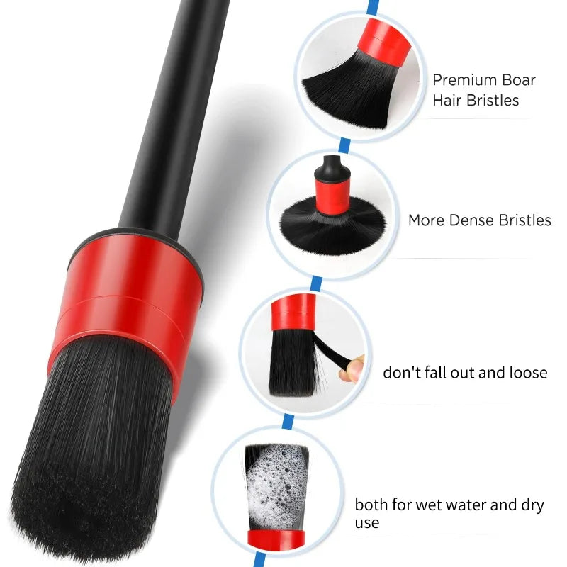 5Pcs Car Cleaning Brush Kit Auto Detail Brushes Dust Brushes For Car Interior Detailing Brush Set Wheel Rims Clean Brush Tools