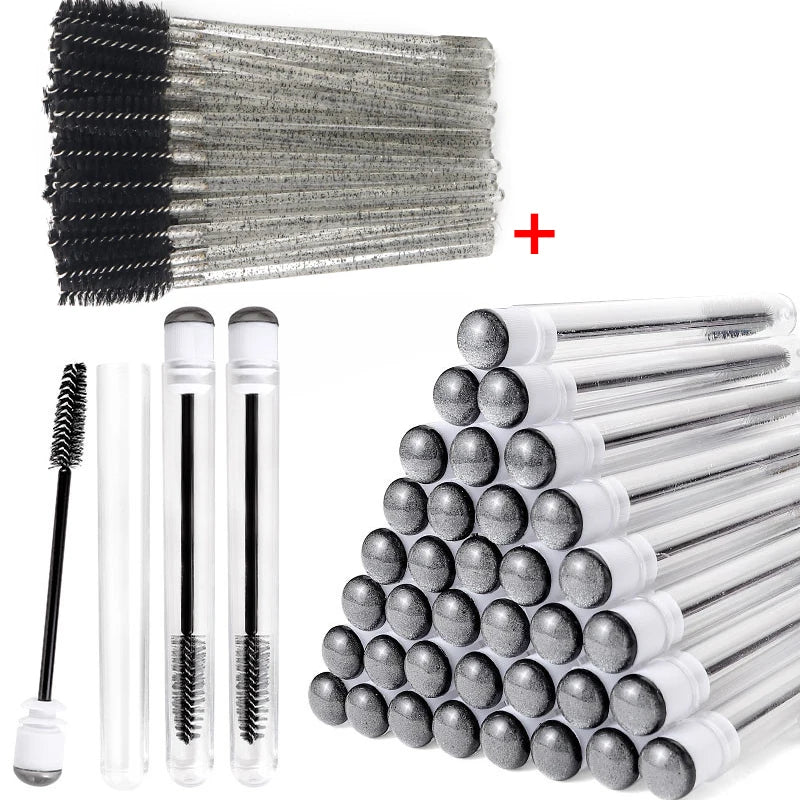 20/5pcs Reusable Eyebrow Brush Tubes Reusable Lash Mascara Wands Lash Extension Brushes Dust-proof Tube Containers Makeup Tools