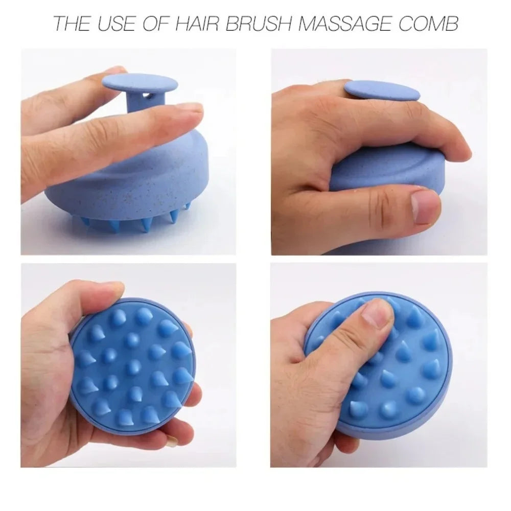 Hair Massager Comb Head Cleaning and Massage Silicone Brush Wet and Dry Scalp Massage Brush Non-invasive Scalp Deep Conditioning