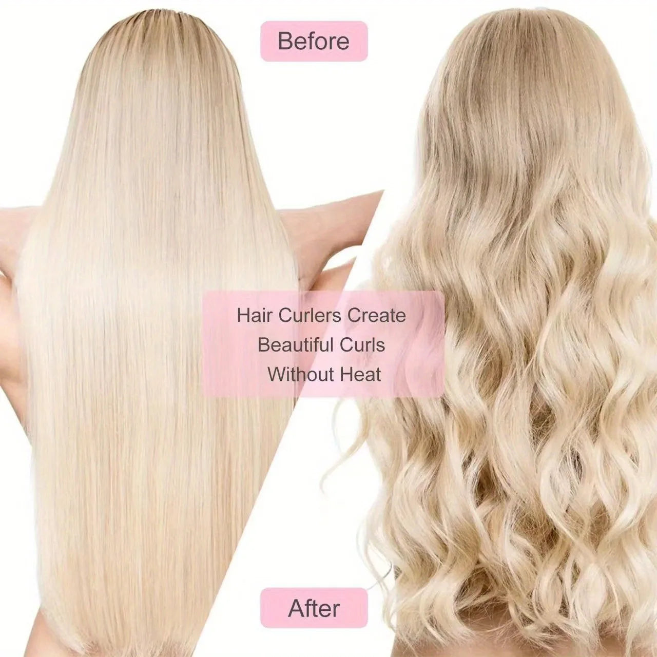 Heatless Curling Rod Set - No Heat Hair Styler for Overnight Waves | Salon-Quality DIY Hair Care | Travel-Friendly