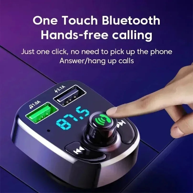 Bluetooth 5.0 LED MP3 Car Bluetooth FM Audio Receiver Hands-Free Transmitter 2.1A 3.1A QC3.0 PD Type C Dual USB Car kit Charger