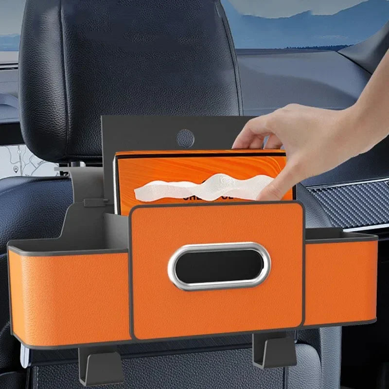 Car Backseat Organizer With Cup Holder+Tissue Box+Phone Mount Auto Seat Back Storage Bag Multifunctional Hanging Organizer