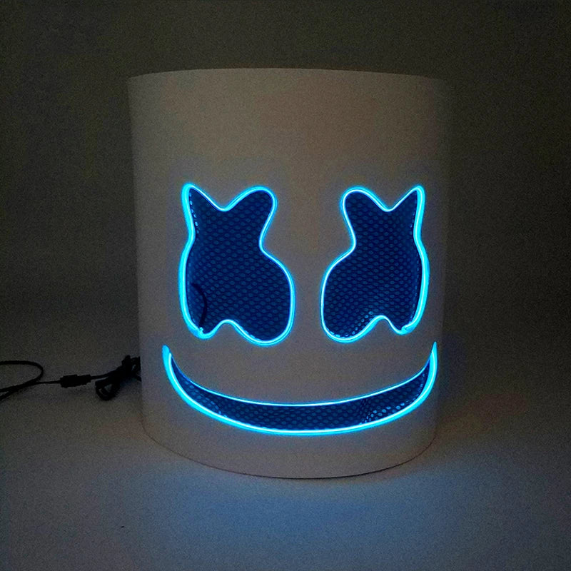 LED DJ Mask Headgear Lifelike Marshmello Mask Breathable Helmet Mask Carnival Festival Halloween Party Props Cosplay.Costume