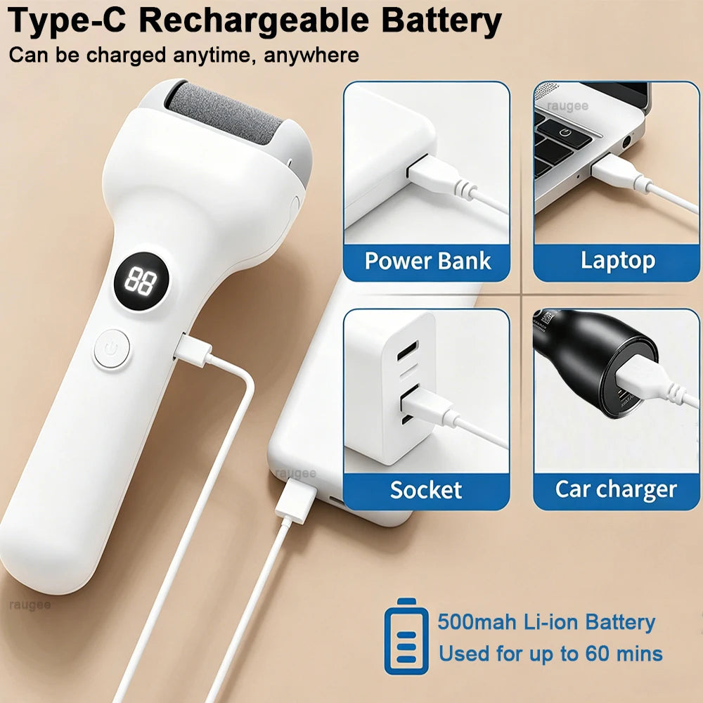Electric Feet Callus Removers Portable Electronic Foot File Rechargeable Callus Remover for Dead Hard Cracked Dry Skin Feet Care