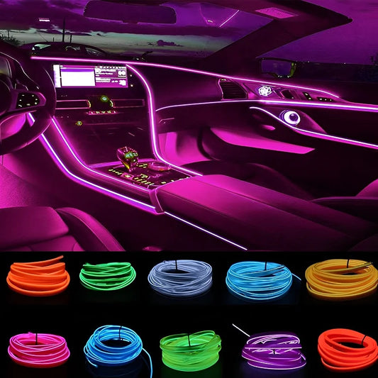 1-5M Car Interior Lights LED Strip Atmosphere Lamp DIY Styling Decorative Light USB EL Wiring Auto Interior Decor Accessories