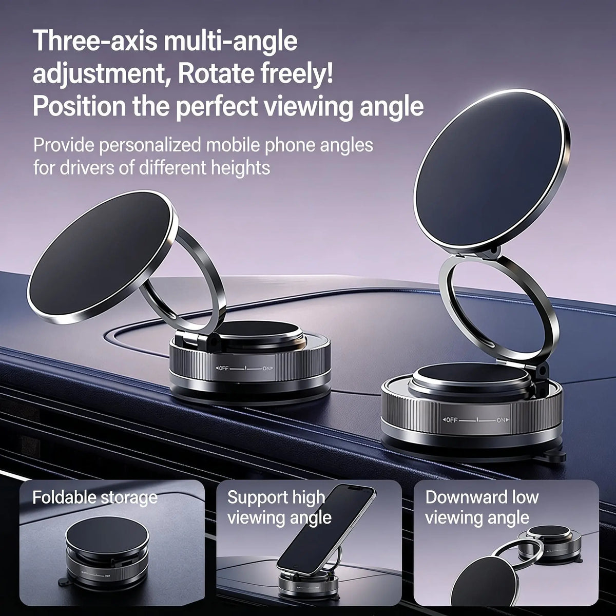 Magnetic Phone Holder for car 360° Rotatable Foldable &amp; Adjustable Magnetic Car Mount ,Suction Cup Phone Holder for Car/Mirror