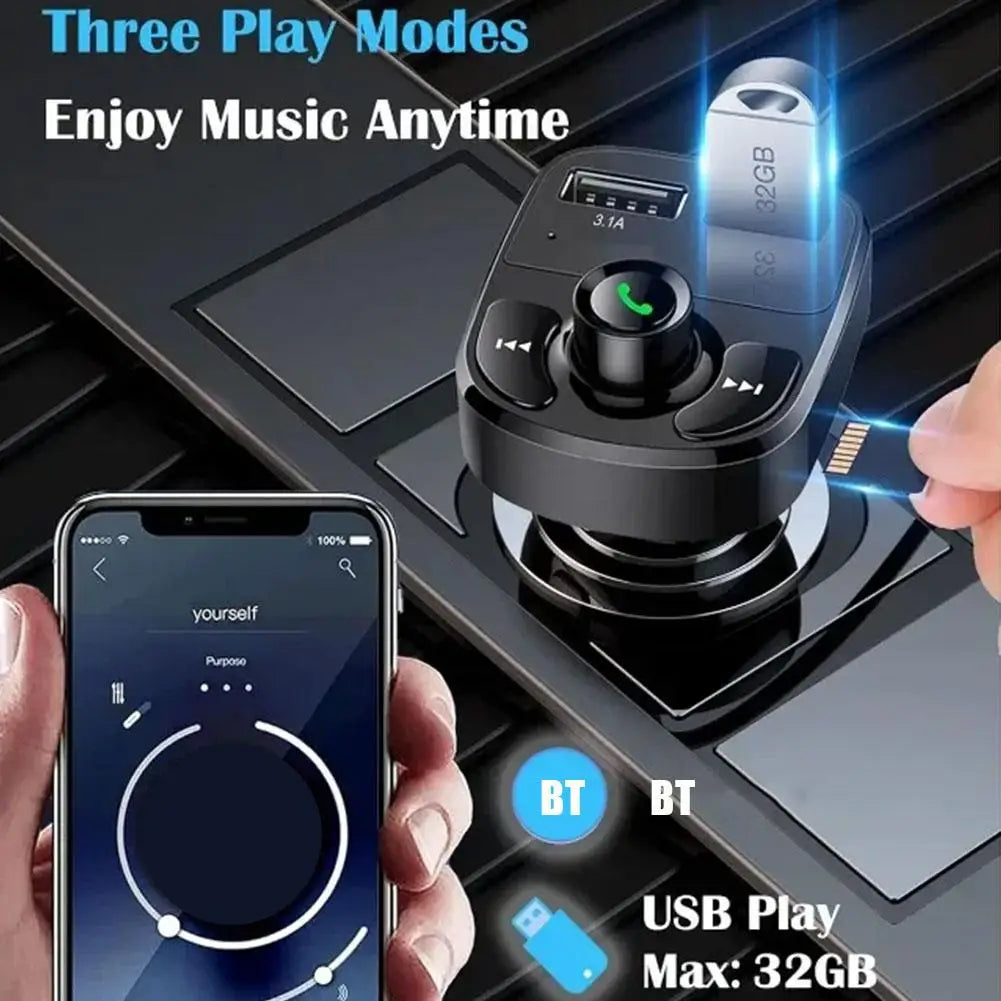 Car Charger Wireless Bluetooth FM Transmitter Hands-Free Calling Radio Receiver Mp3 Music Stereo Adapter Dual USB Port Charger