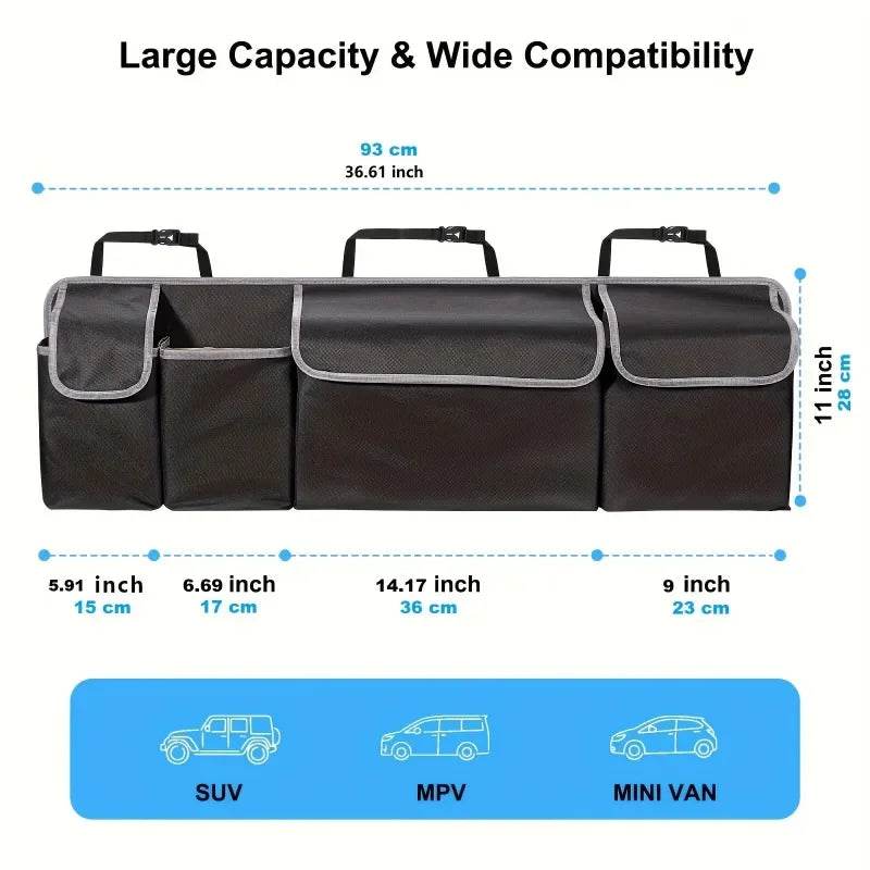 Car Seat Organizer 4 Pocket With 3 Lids Durable Nylon Foldable Storage Multi Functional For SUV Truck Van Car Tools Accessories