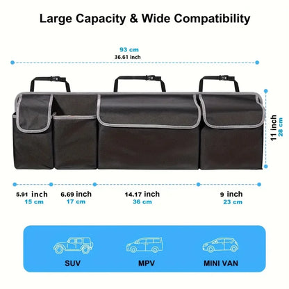 Car Seat Organizer 4 Pocket With 3 Lids Durable Nylon Foldable Storage Multi Functional For SUV Truck Van Car Tools Accessories