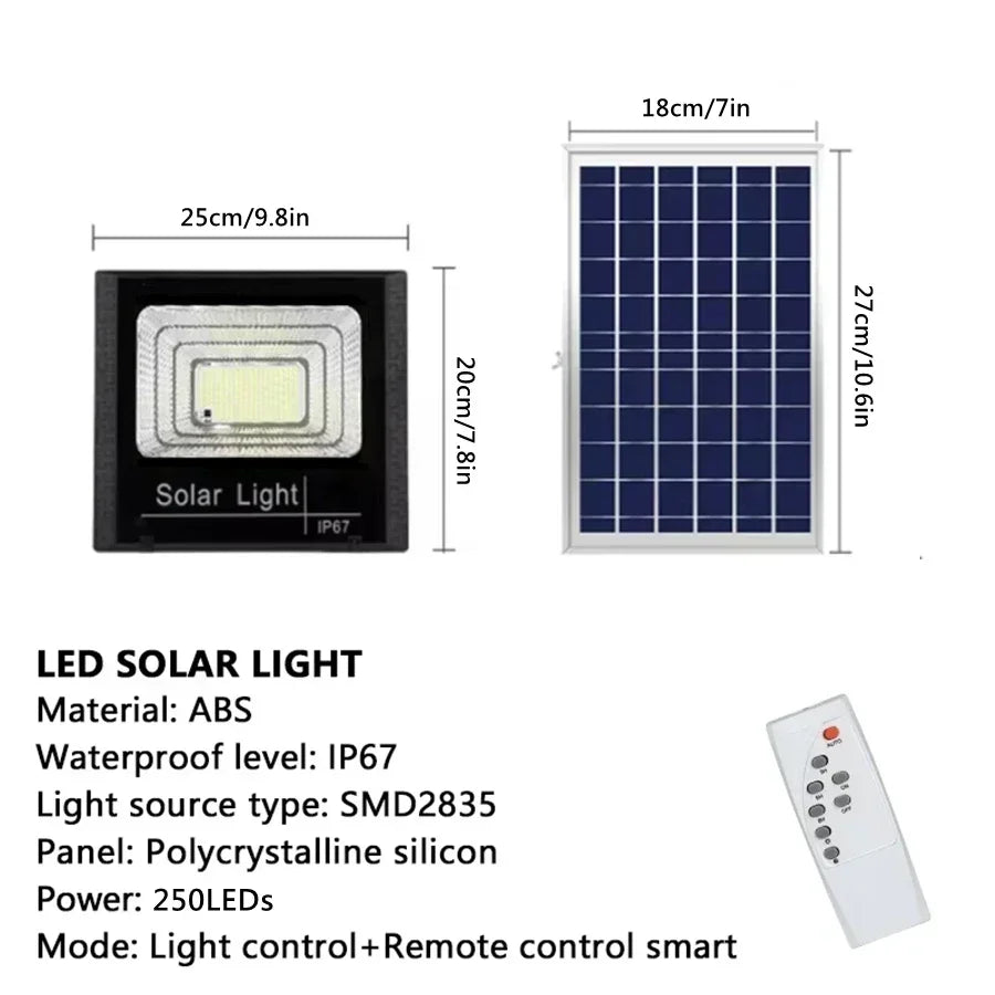 200/300W Solar Flood Lights with Remote Control Outdoor IP67 Waterproof Solar Powered Spotlight Solar Reflector Wall Lamps Hot