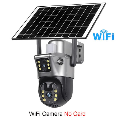 4G / WiFi Solar Camera Dual Lenses Outdoor 8MP 4K Low Power Battery IP Camera PIR Night Vision V380 Pro CCTV Security Protection