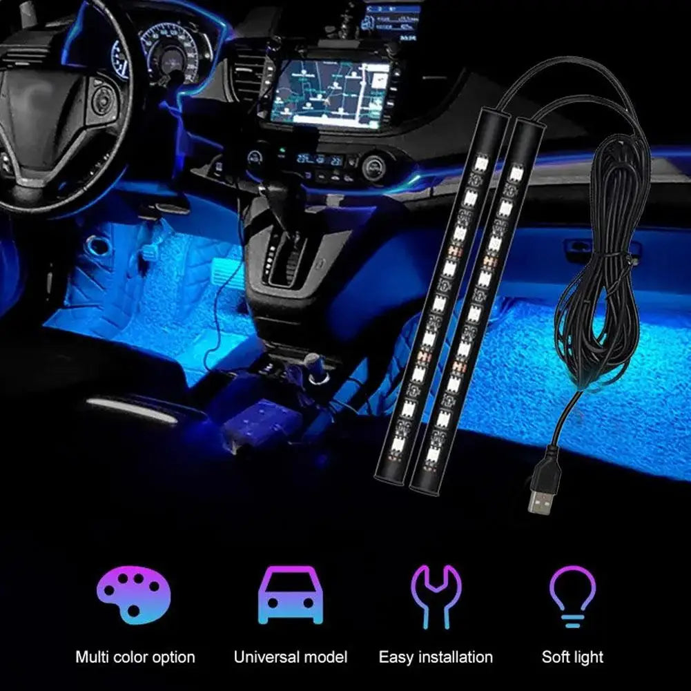 LED Car Interior Ambient Foot Light With USB Backlight Light 5V Auto Decorative Atmosphere Neon Lamp Vehicle Accessories