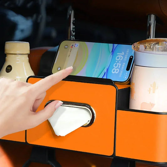 Car Backseat Organizer With Cup Holder+Tissue Box+Phone Mount Auto Seat Back Storage Bag Multifunctional Hanging Organizer