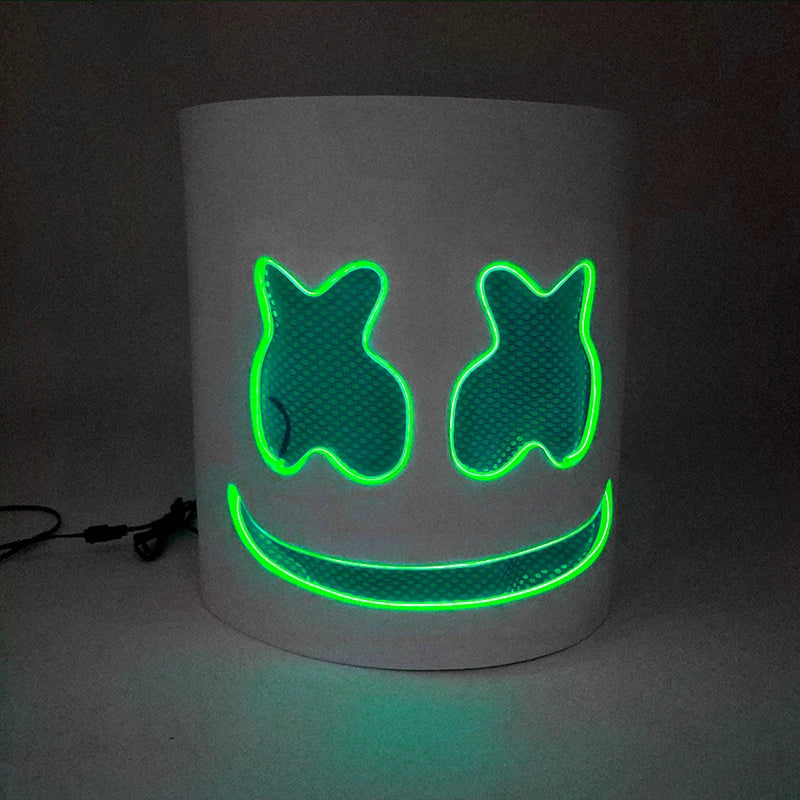 LED DJ Mask Headgear Lifelike Marshmello Mask Breathable Helmet Mask Carnival Festival Halloween Party Props Cosplay.Costume