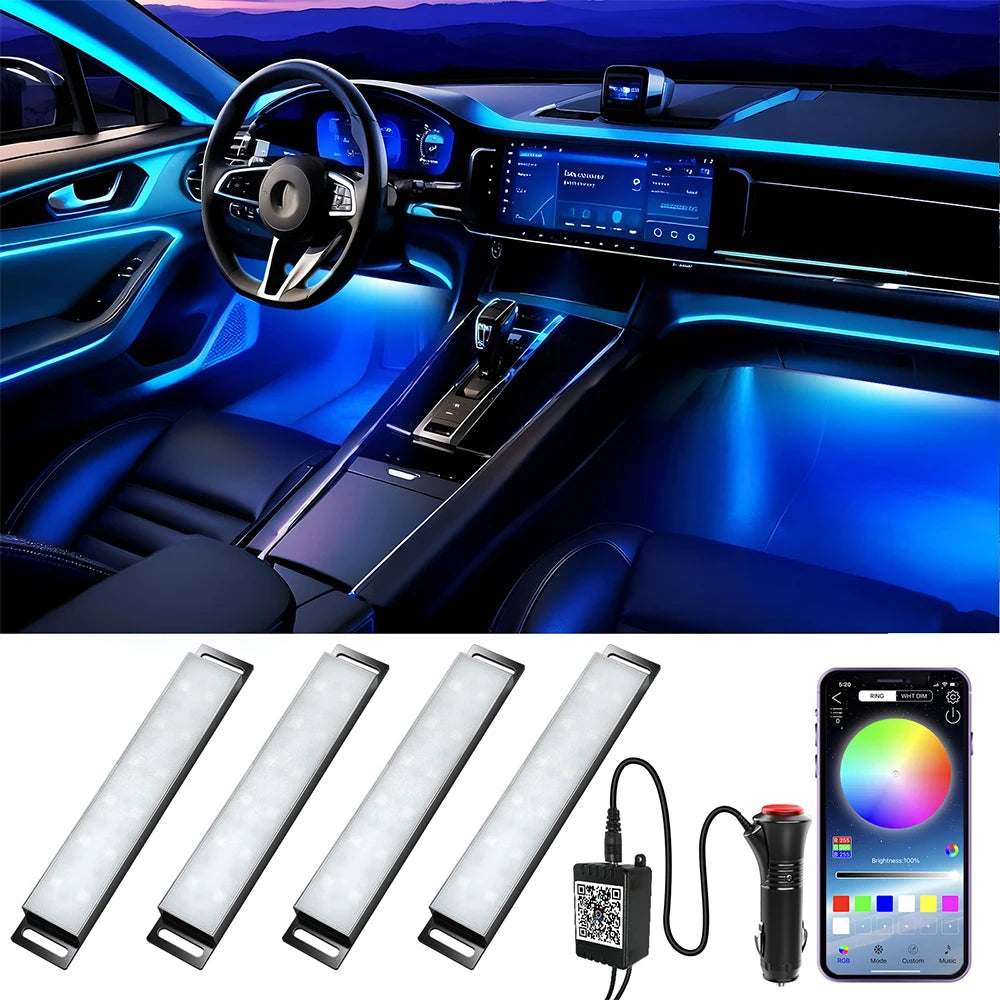 Car Lights Interior LED Lights for Car Interior APP Control Truck Inside Lights with DIYs  Music Mode Ambient Foot Lighting