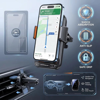 2026 New 15W Wireless Wired Car Charger Phone Holder Auto Sensing One Touch Release 360 Rotation Qi Certified Auto Accessories