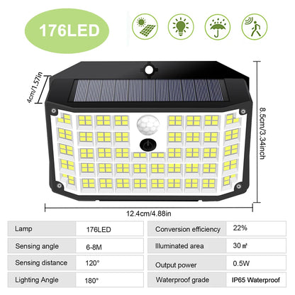 Solar Lights Outdoor Motion Sensor Solar Security Lights IP65 Waterproof with 3 Lighting Modes  Powered Wall Lights Outside