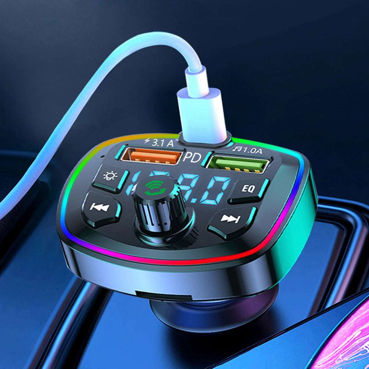Bluetooth 5.0 Fm Transmitter Car Mp3 Player Wireless Hands-Free Audio Receiver Car Radio Dual USB Fast Charger
