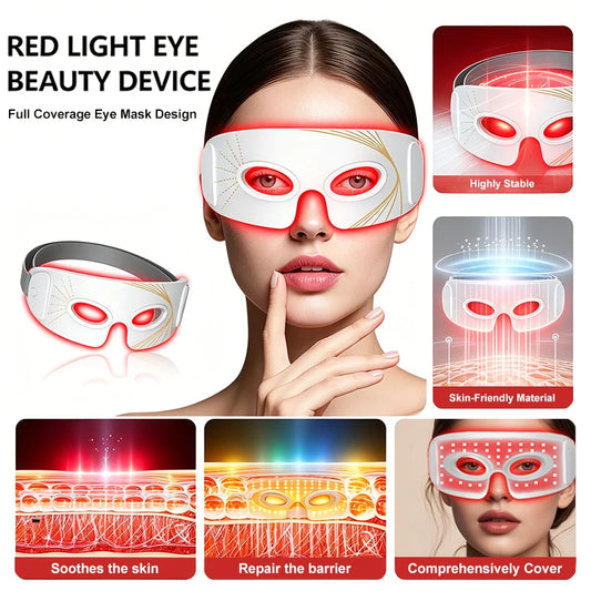 LED Eye Mask, 3 Modes Red Light Therapy, Soothe skin, Lifting Facial Quality, Reduces Dark Circles, Full Eye Coverage, For Women
