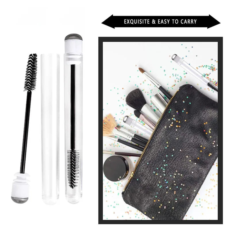 20/5pcs Reusable Eyebrow Brush Tubes Reusable Lash Mascara Wands Lash Extension Brushes Dust-proof Tube Containers Makeup Tools