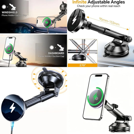 New Chargers Adapters Magnetic Wireless Car Charger Fast Charging Windshield Car Phone Holder Consumer Electronics Accessories