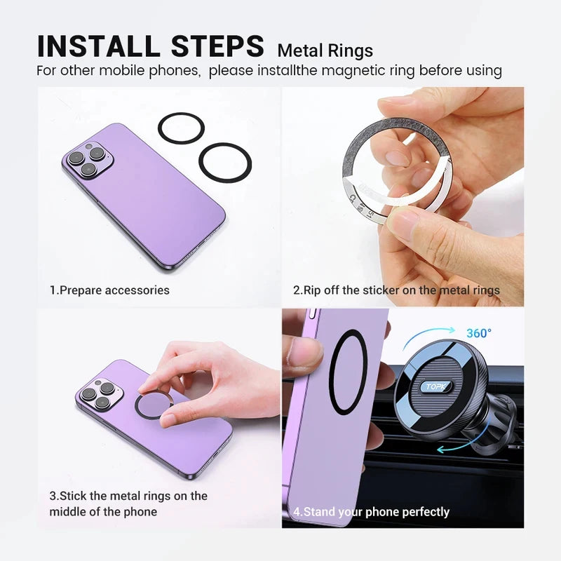 Magnetic Car Holder FOR Phone FOR Magsafe, Powerful Magnetism Premium Metal Hook, Single-Hand Operation Air Vent Mount