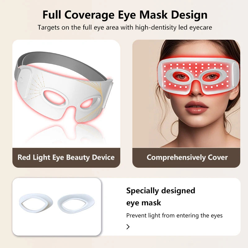 LED Eye Mask, 3 Modes Red Light Therapy, Soothe skin, Lifting Facial Quality, Reduces Dark Circles, Full Eye Coverage, For Women
