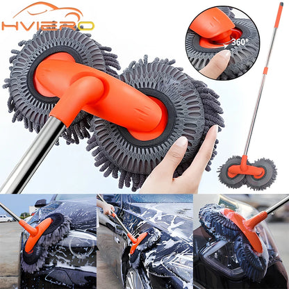 1X Car Cleaning Wash Multipurpose Kit Microfiber Brush Mop Sponge Wipe Auto Home Tools Universal Clean Accessories Yellow Gray