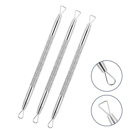 Double-Headed Stainless Steel Blackhead Remover - Effective Pimple Extractor for Oily Skin Unscented, Durable, and Easy to Clean