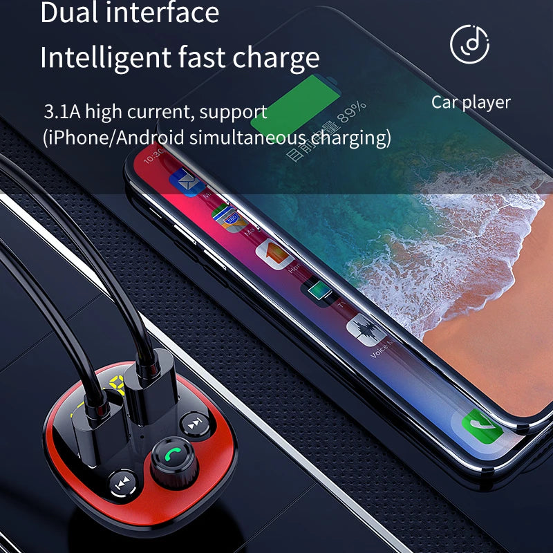 Bluetooth 5.0 FM Transmitter Radio Handsfree Car Kit Dual USB Charger Car MP3 Player TF U Disk Music Player Car Modulator