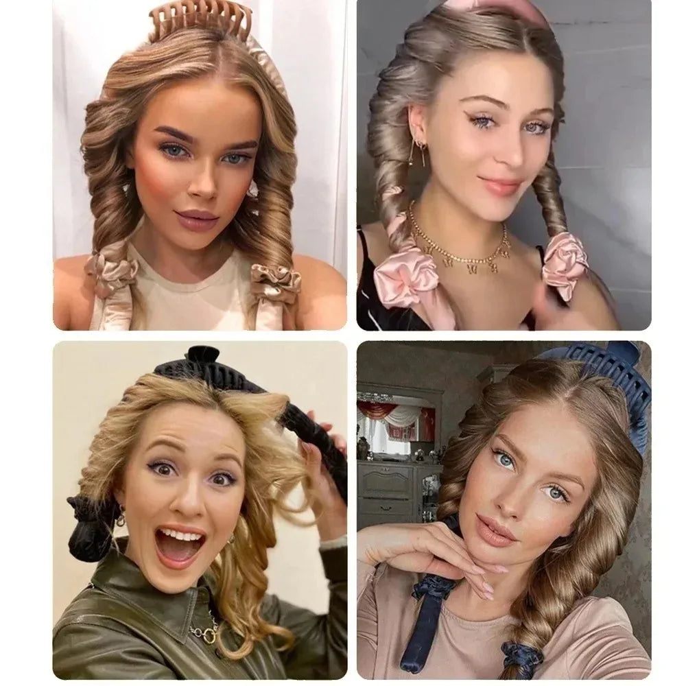 Heatless Curling Rod Headband Lazy Curler Set Make Hair Soft Shiny No Heat Spiral Soft Sleeping Curling Iron Modeling Accessorie
