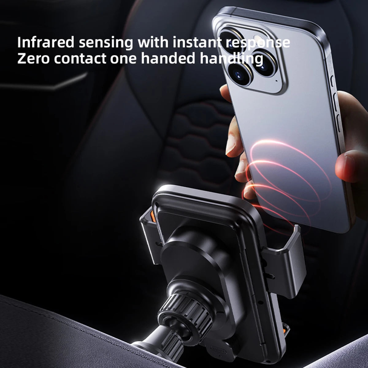 Car Phone Charger Phone Holder 15W Wireless &amp; Wired Charger Auto Sensing One-Touch Release and Rotation Qi FCC ROHS Certified