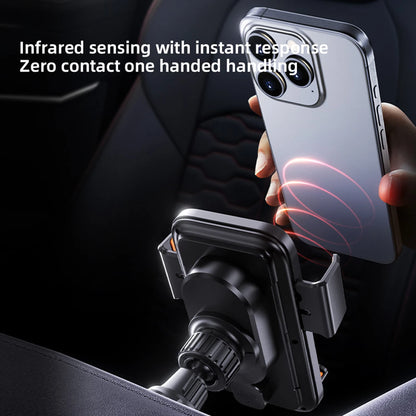 Car Phone Charger Phone Holder 15W Wireless &amp; Wired Charger Auto Sensing One-Touch Release and Rotation Qi FCC ROHS Certified