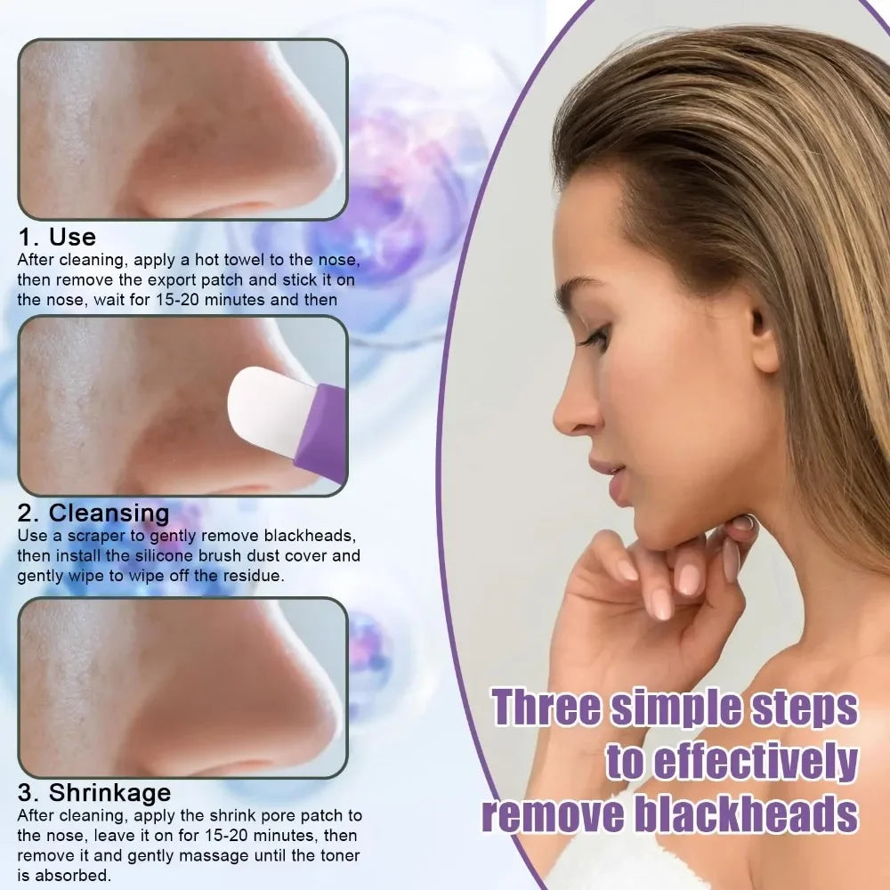1 blackhead remover with cleaning brush, 2-in-1 pore cleanser for removing acne