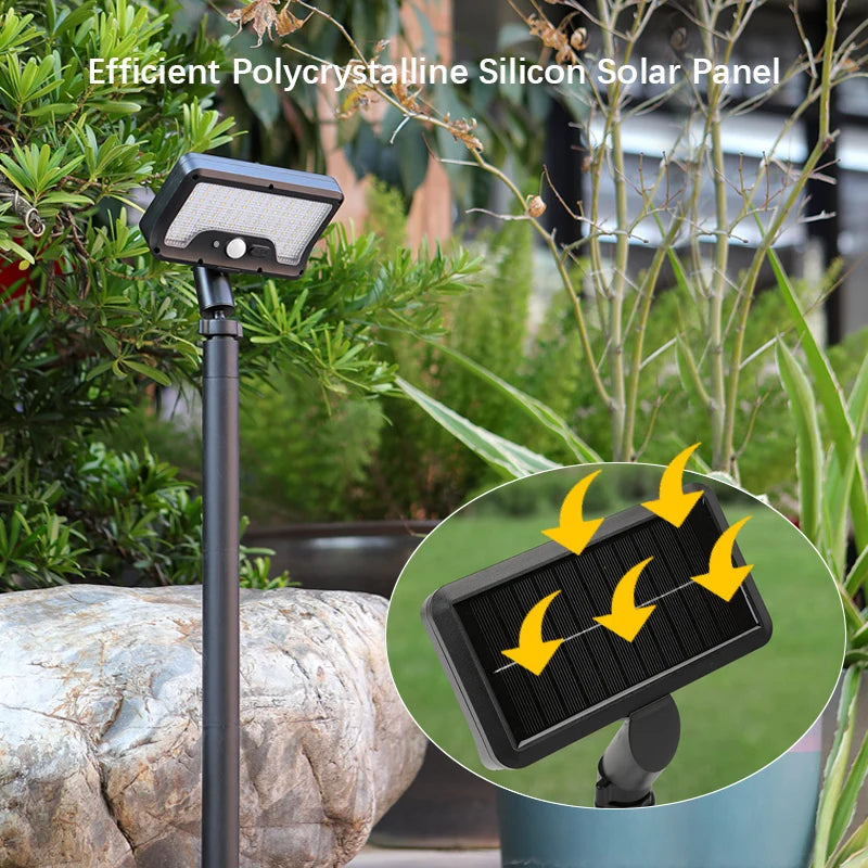 Solar Motion Sensor Garden Light, 5 - 6m Detection, 360° Rotatable Lamp, 4 Lighting Modes, Weatherproof Lighting, for Outdoor