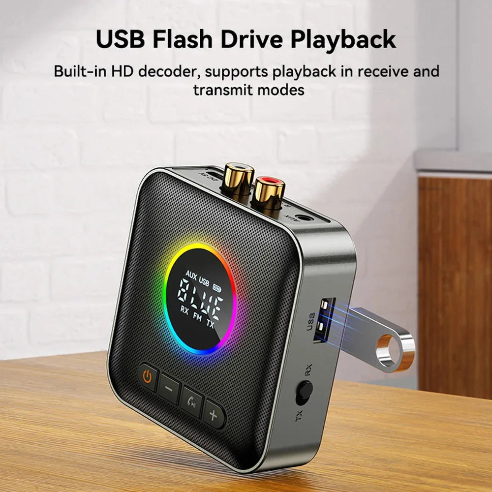 3 in 1 Bluetooth 6.0 Transmitter Receiver FM Modulator Transmitter 3.5MM AUX RCA Stereo Music LED Display Wireless Adapter