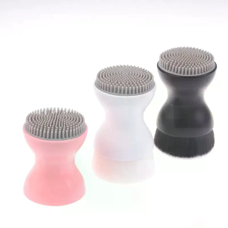 Double-Sided Mini Manual Facial Cleansing Brush Silicone Massage Face Brush Soft Bristles Handheld Cleaning Device Pore Cleaner