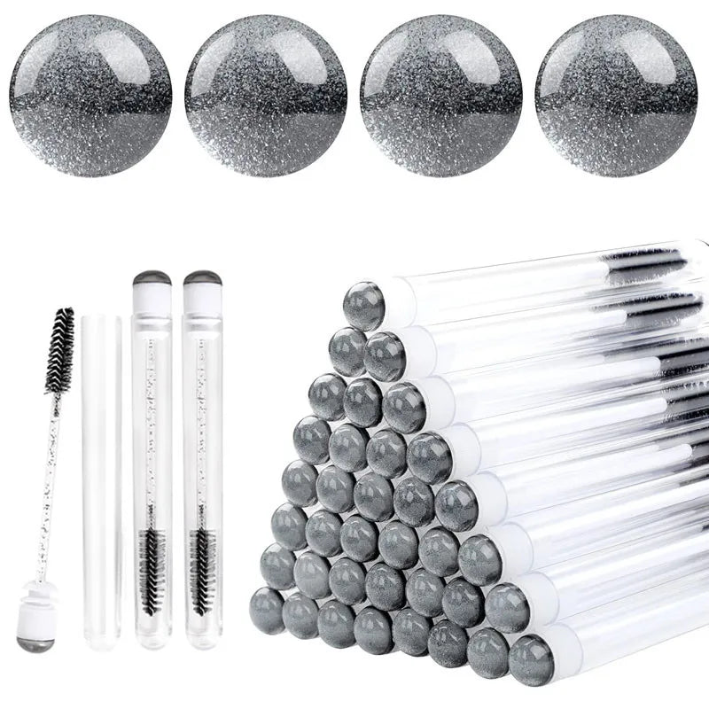 20/5pcs Reusable Eyebrow Brush Tubes Reusable Lash Mascara Wands Lash Extension Brushes Dust-proof Tube Containers Makeup Tools