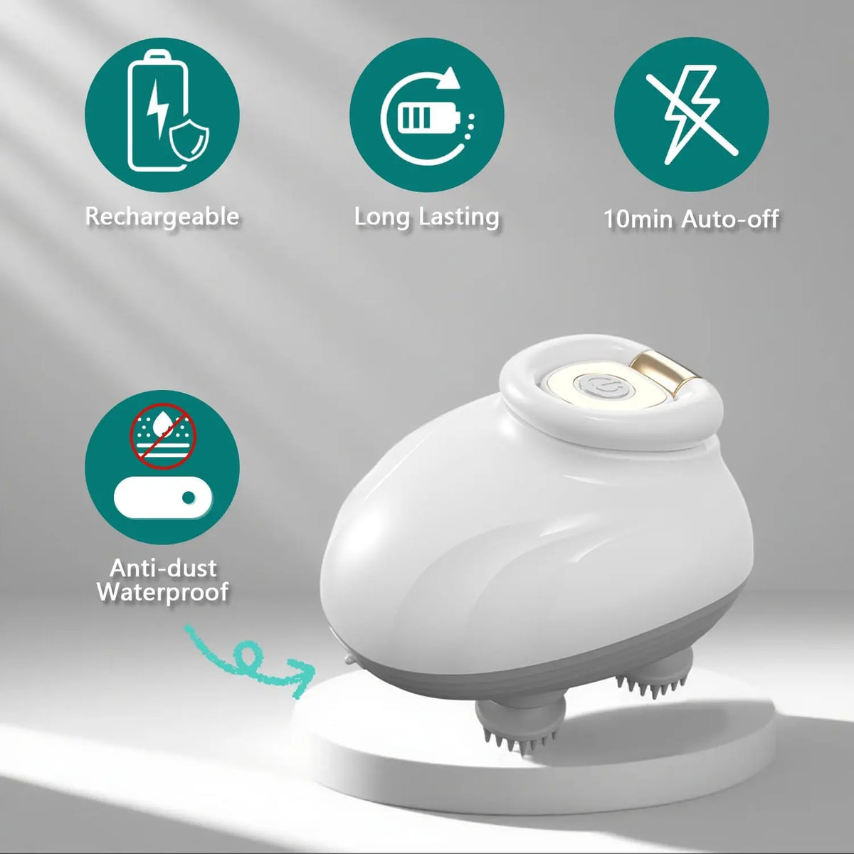 Electric Scalp Massager Cordless Waterproof Head Massager with Kneading Nodes, Handheld Hair Brush for Cleaning &amp; Relaxation