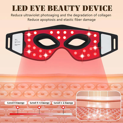 LED Eye Mask LED Red Infrared Light Therapy 630nm 850nm with 5 Modes Adjust Massage for Relieve Eye Bag Dark Circle Massages